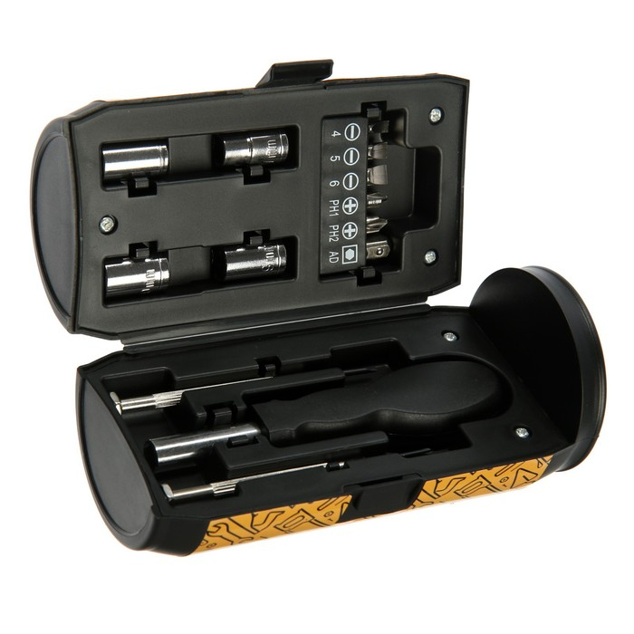 Набор инструментов ТУНДРА, подарочный пластиковый кейс "Банка", 13 предметов