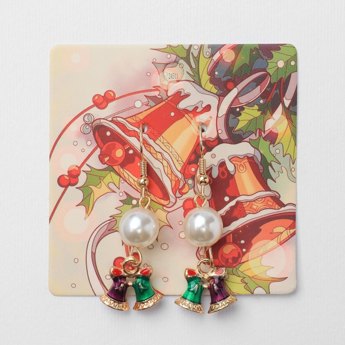 Новый год! Серьги «Новогодние» бубенцы, цветные в золоте Новый год! Серьги «Новогодние» бубенцы, цветные в золоте