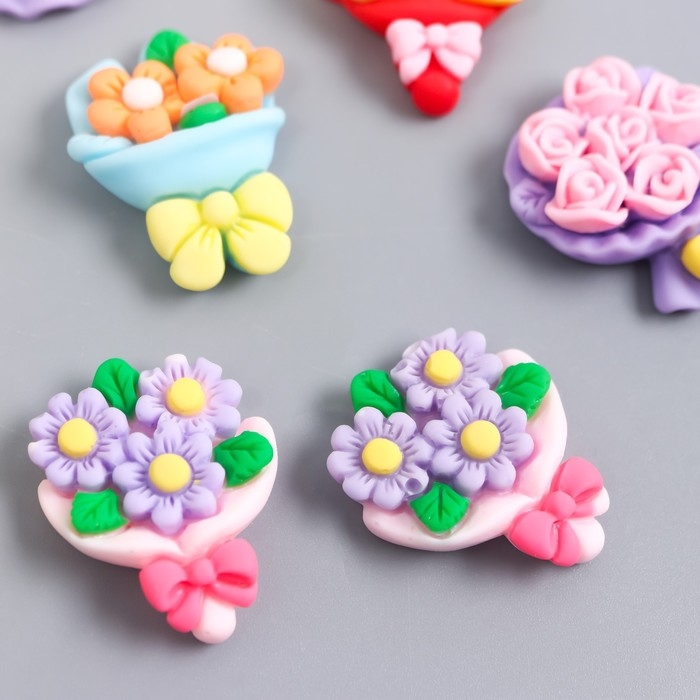 Декор для творчества пластик Декор для творчества пластик "Букет цветов" набор 8 шт 2,2х2,9х0,7 см