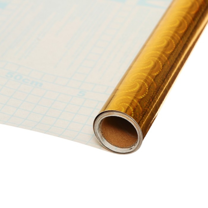 Пленка самоклеящаяся  Пленка самоклеящаяся "Жатка", голография, золотая, 0.45 х 3 м, 3 мкм,