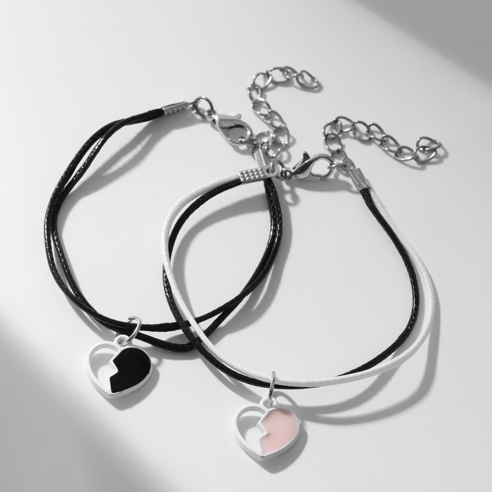 Браслеты «Неразлучники» расколотые сердца, цветные, 7 см