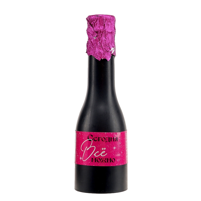 Хлопушка пружиннная в форме бутылки " Можно всё" фольга розовое золото 16 см