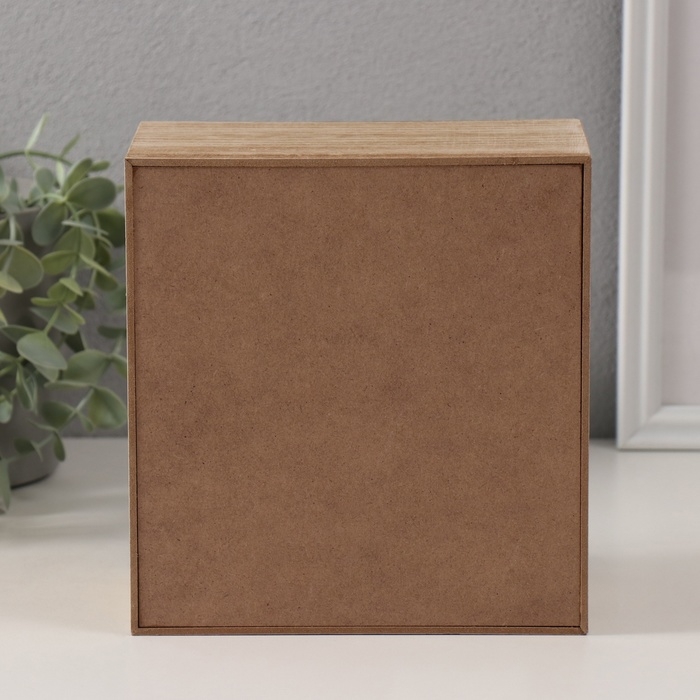 Шкатулка дерево 2 ящика "Олени у заснеженного домика" 10,2х17,2х17,6 см