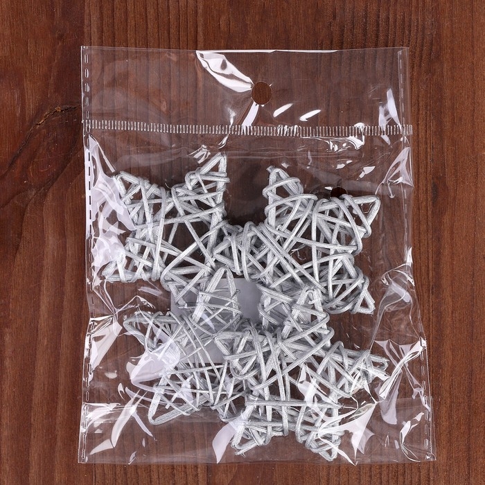 Декор для творчества из лозы «Звезда»набор 4 шт., размер 1 шт. — 6,5 см, цвет серебро Декор для творчества из лозы «Звезда»набор 4 шт., размер 1 шт. — 6,5 см, цвет серебро