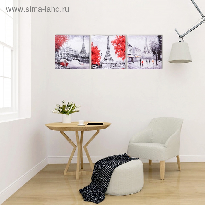 Модульная картина  Модульная картина "Осенний Париж" 93х31 см (3 - 31х31см)