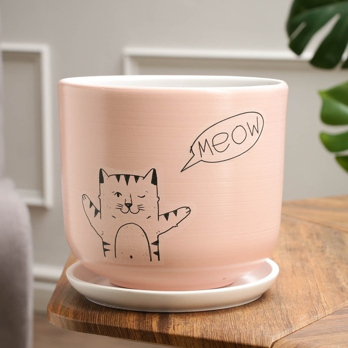 Горшок цветочный Горшок цветочный "Мяун", 5,4 л, микс