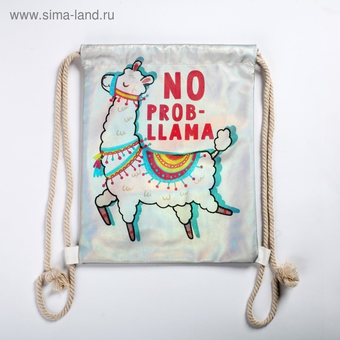 Мешок для обуви &laquo;1 сентября: NO PROB-LLAMA&raquo; кож.зам голография, 30 х 40 см