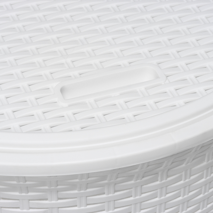 Корзина для белья угловая с крышкой «Ротанг», 60 л, 40×40×58 см, цвет белый