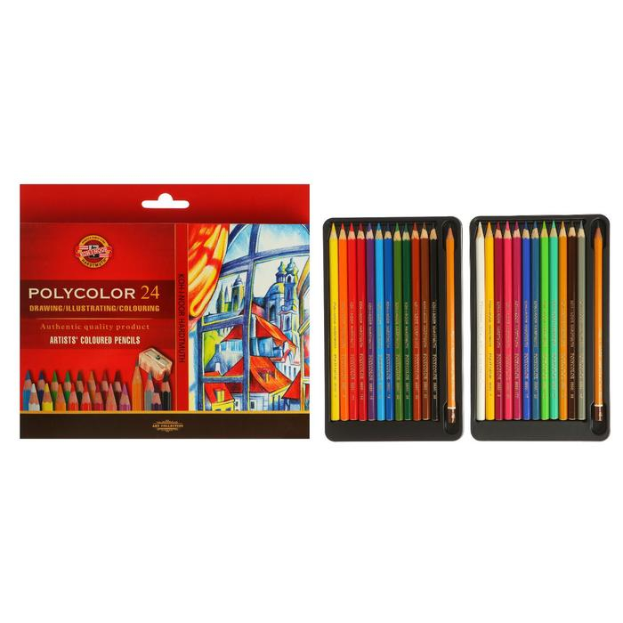 Карандаши 24 цвета Koh-I-Noor 3834 POLYCOLOR 3834, картонная упаковка, европодвес Карандаши 24 цвета Koh-I-Noor 3834 POLYCOLOR 3834, картонная упаковка, европодвес