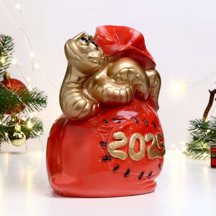 Копилка Копилка "Змея 2025 на мешочке" золотая, 23х16см