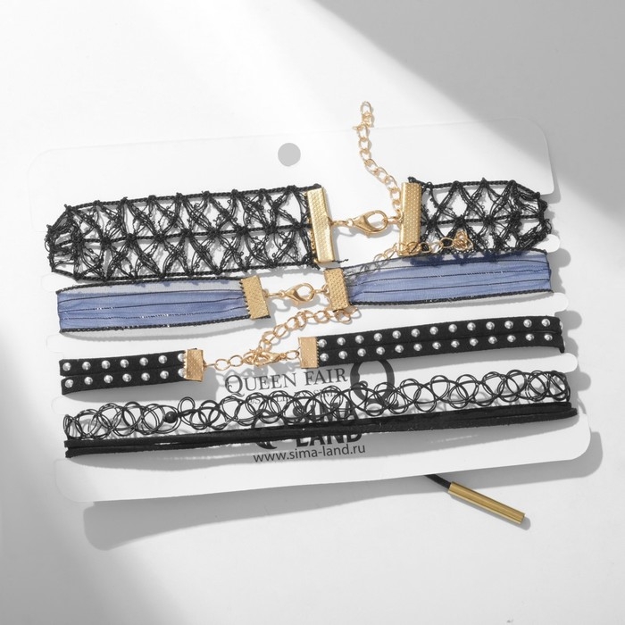 Чокер «Ассорти» плетение, (набор 5 шт.), цвет чёрно-синий, L=30,5 см Чокер «Ассорти» плетение, (набор 5 шт.), цвет чёрно-синий, L=30,5 см