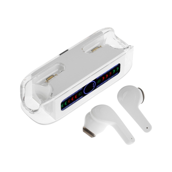 Наушники беспроводные KM12, TWS, вкладыши, BT 5.0, 30/200 мАч, прозрачные, белые Наушники беспроводные KM12, TWS, вкладыши, BT 5.0, 30/200 мАч, прозрачные, белые