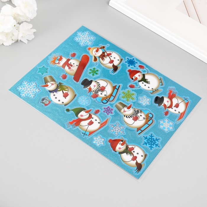 Наклейка пластик Наклейка пластик "Активный снеговик" 24,5х19,5 см