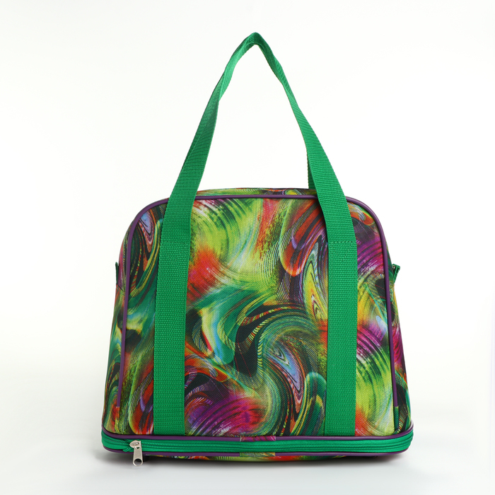 Сумка хозяйственная на молнии, с увеличением, наружный карман, цвет зелёный/разноцветный Сумка хозяйственная на молнии, с увеличением, наружный карман, цвет зелёный/разноцветный