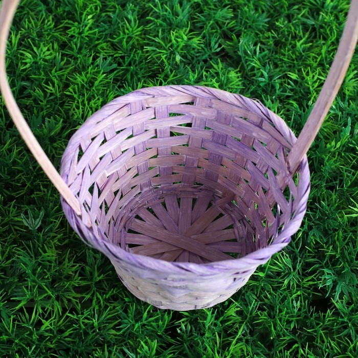Корзина плетеная бамбук, D13xH9,5/28см светло-фиолетовая Корзина плетеная бамбук, D13xH9,5/28см светло-фиолетовая