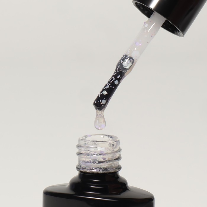 Гель лак для ногтей, &laquo;MILK GLITTER&raquo;, 3-х фазный, 8мл, LED/UV, цвет прозрачный (11)