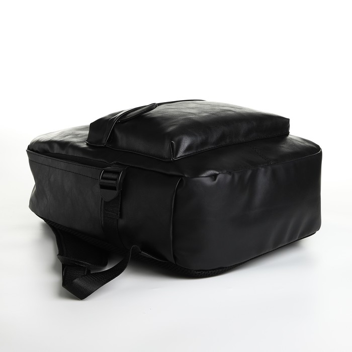 Рюкзак школьный из искусственной кожи на молнии, 3 кармана, цвет чёрный Рюкзак школьный из искусственной кожи на молнии, 3 кармана, цвет чёрный