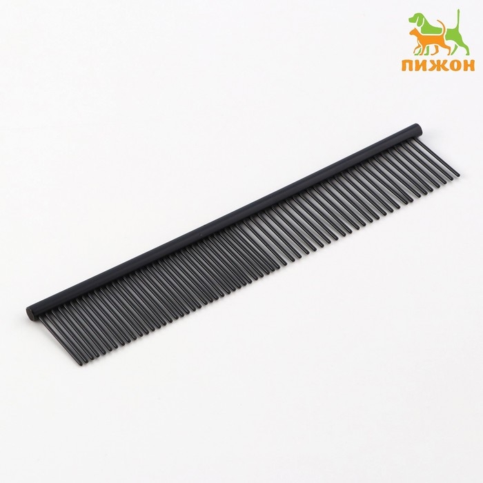 Расческа для шерсти с гальваническим покрытием, 18 х 3 см, чёрная Расческа для шерсти с гальваническим покрытием, 18 х 3 см, чёрная