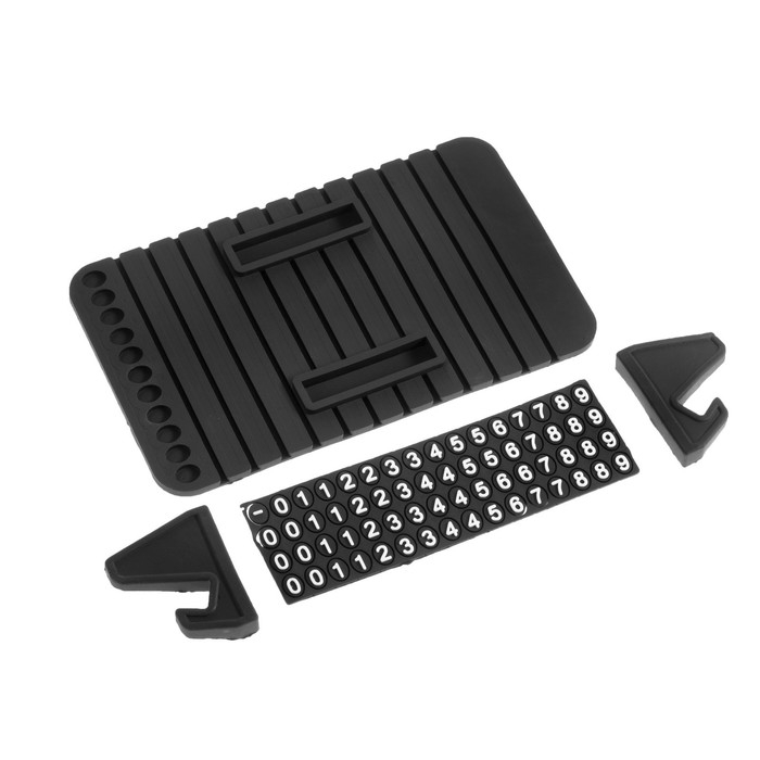 Коврик противоскользящий с подставкой под телефон и номером телефона, черный Коврик противоскользящий с подставкой под телефон и номером телефона, черный