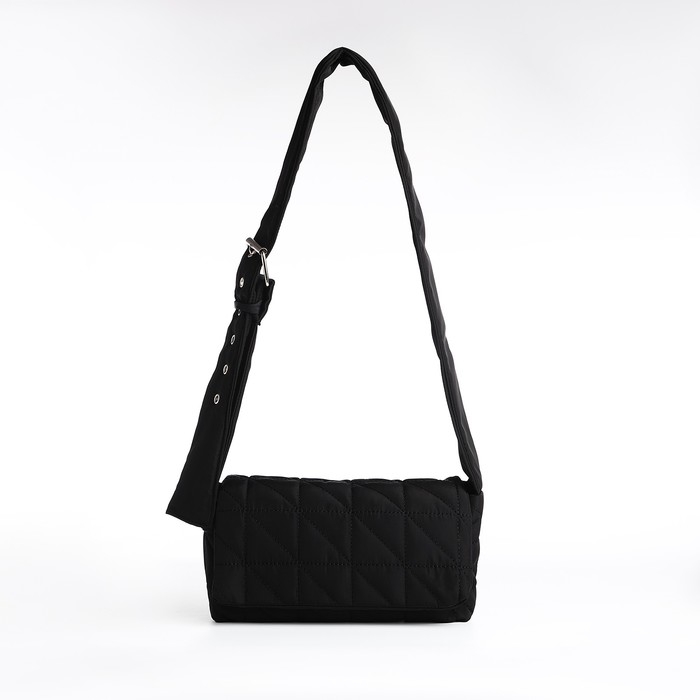 Сумка женская стеганная на плечо, отдел на молнии, 25х14х6 см, цвет чёрный Сумка женская стеганная на плечо, отдел на молнии, 25х14х6 см, цвет чёрный