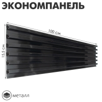 Экономпанель металл 1 мм, 1 паз, 15,5×1,9×100 см, шаг 2,5 см, цвет чёрный