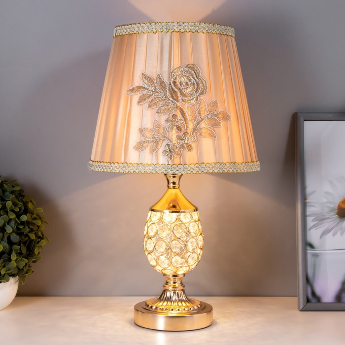 Лампа настольная  Лампа настольная "Авантюризм" 1x60Вт E27 золото низ подсветка 29х29х43 см RISALUX