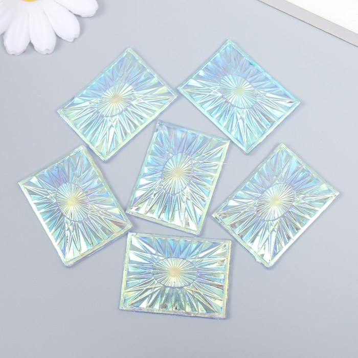Декор для творчества пластик клеевой Декор для творчества пластик клеевой "Вспышка" голография перламутр набор 6 шт 4х3 см