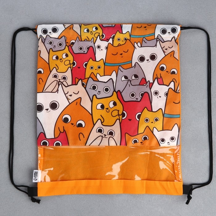 Мешок для обуви «Котики» с прозрачным окном 30 х 40 см Мешок для обуви «Котики» с прозрачным окном 30 х 40 см