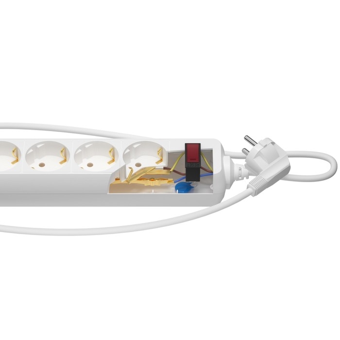 Сетевой фильтр "ФОТОН" SP 10-55ES, 5 м, 5 розеток, 10 А, с выкл, с з/к, белый