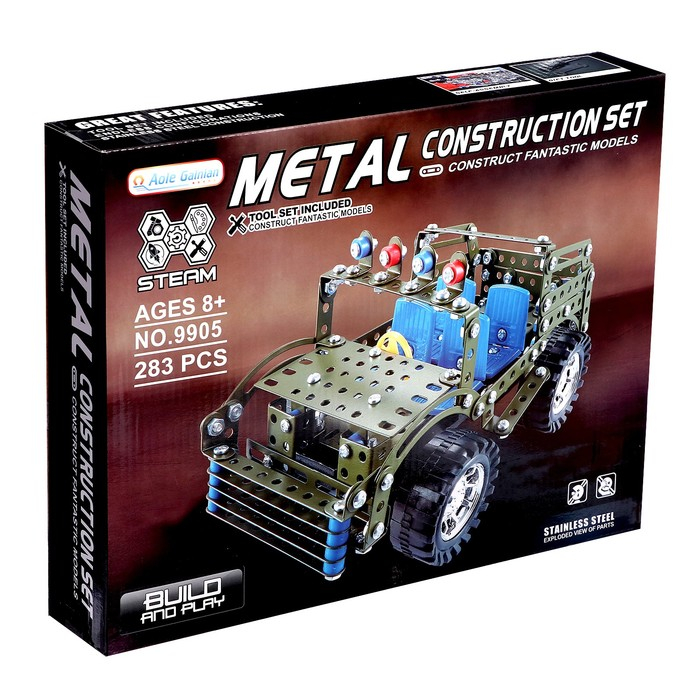 Конструктор металлический «Военный джип», 283 детали Конструктор металлический «Военный джип», 283 детали