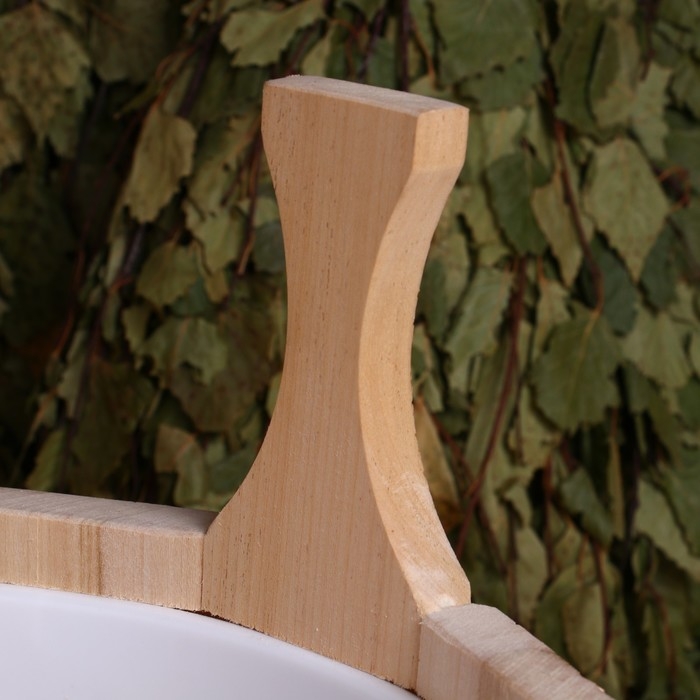 Шайка из липы круглая, 8л, пластиковая вставка Русский узор Шайка из липы круглая, 8л, пластиковая вставка Русский узор