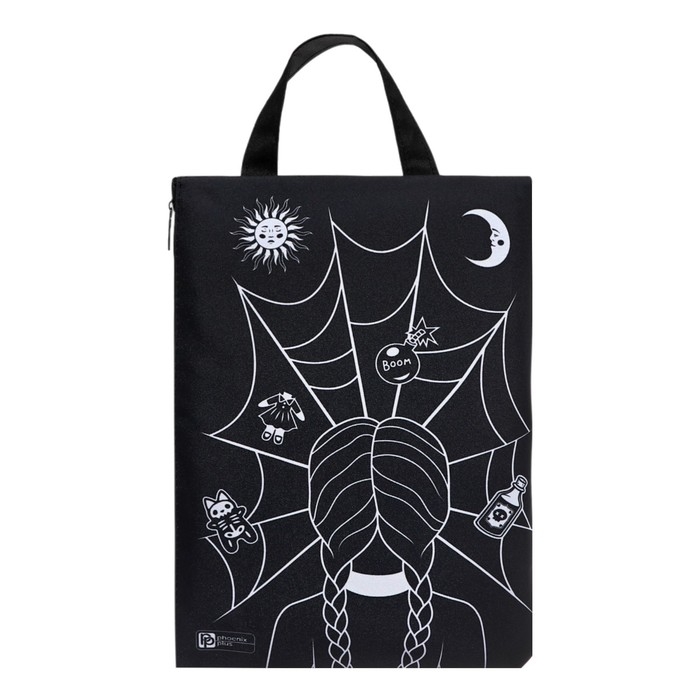 Папка для тетрадей А4, 330 х 250 х 10 мм, молнии сверху, с ручкой, текстильная, Феникс+ Папка для тетрадей А4, 330 х 250 х 10 мм, молнии сверху, с ручкой, текстильная, Феникс+ "Милая готика"