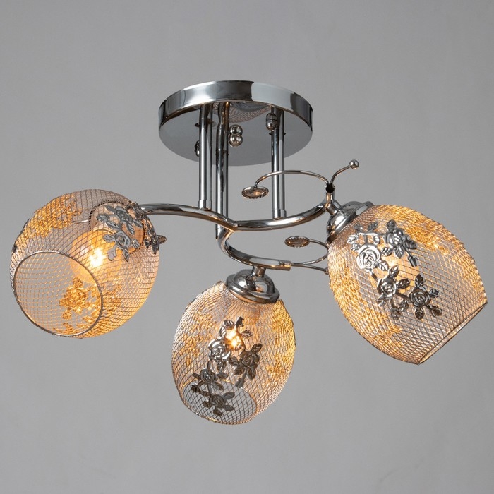 Люстра Рошель 3x60Вт E27 хром 42х42х26см. Люстра Рошель 3x60Вт E27 хром 42х42х26см.