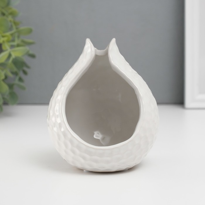 Подсвечник керамика на 1 свечу  Подсвечник керамика на 1 свечу "Гранат" d=4,5 см белый 10х10х11,5 см