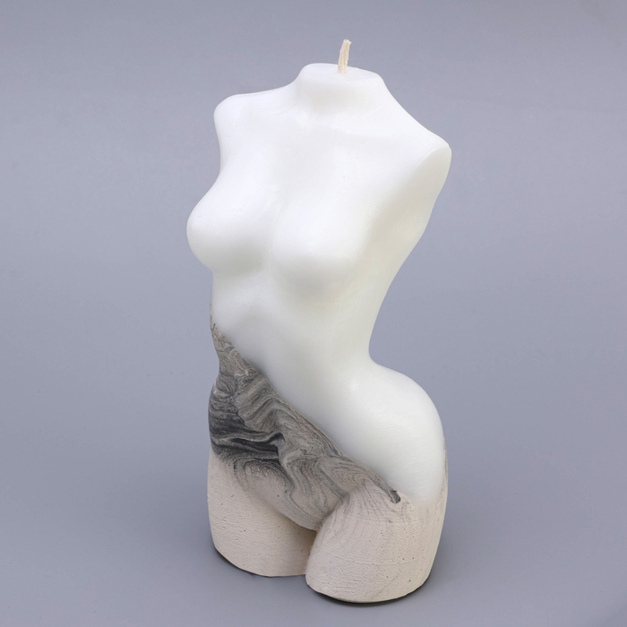 Свеча фигурная с бетоном  Свеча фигурная с бетоном "Женский силуэт", 15х7 см, белая