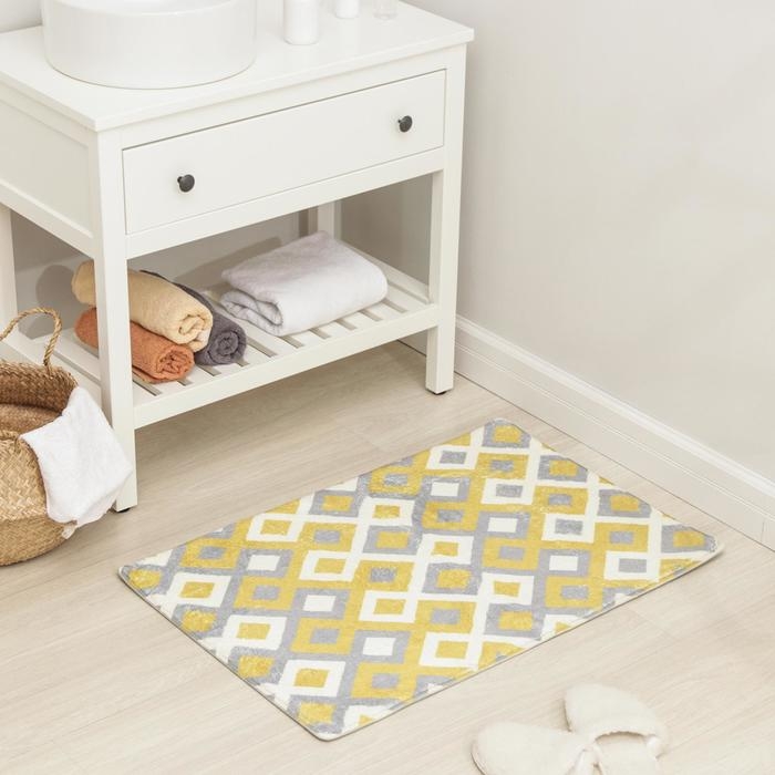 Коврик для ванной SAVANNA «Роиз», 60×90 см, цвет горчично-серый Коврик для ванной SAVANNA «Роиз», 60×90 см, цвет горчично-серый