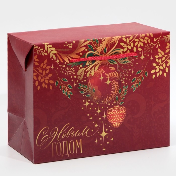 Пакет-коробка «Золото», 23 х 18 х 11 см, Новый год Пакет-коробка «Золото», 23 х 18 х 11 см, Новый год