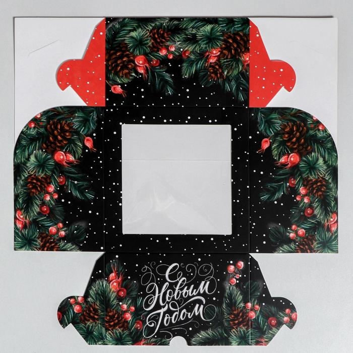 Коробка для капкейков «С Новым Годом!» 16 х 16 х 10 см, Новый год Коробка для капкейков «С Новым Годом!» 16 х 16 х 10 см, Новый год