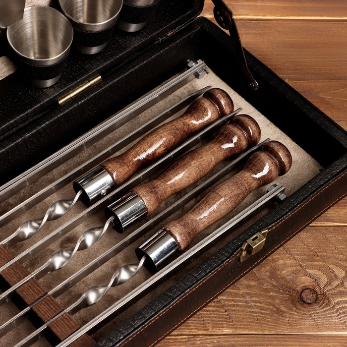 Набор с шампурами подарочный  Набор с шампурами подарочный "Элит-X" в коробке из эко-кожи №7