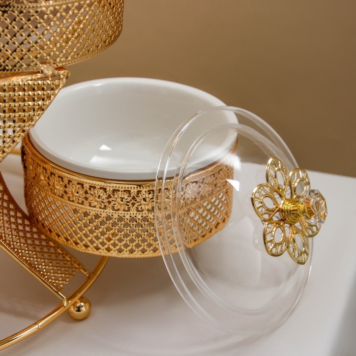 Подставка для десертов «Гавана», 35×35×53, 6 секций, цвет металла золотой