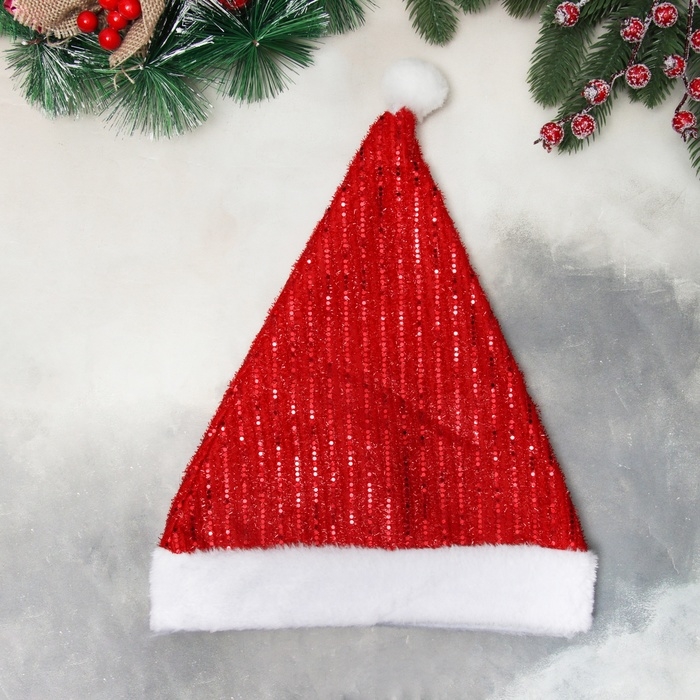 Колпак новогодний  Колпак новогодний "Мерцающие полосы" 30х36 см, красный