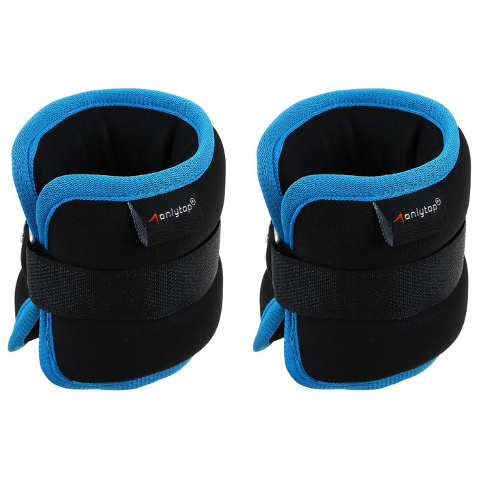 Утяжелители неопреновые ONLYTOP, 2 шт. х 0,5 кг, цвет чёрный/голубой Утяжелители неопреновые ONLYTOP, 2 шт. х 0,5 кг, цвет чёрный/голубой