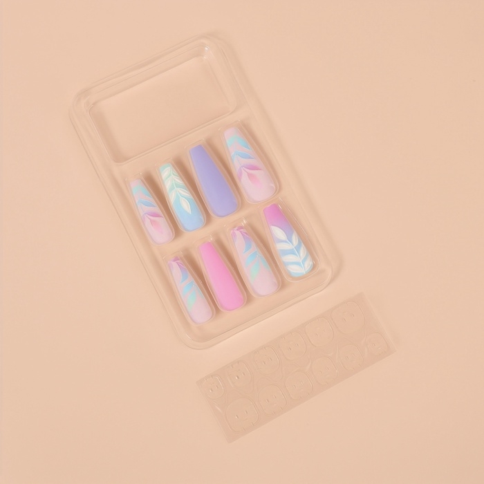 Ногти накладные с кл пластинами 12шт Градиент балерина разноцв к/кор QF Ногти накладные с кл пластинами 12шт Градиент балерина разноцв к/кор QF