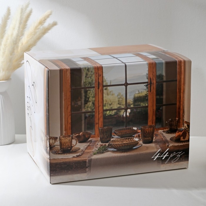 Набор столовый Elica, 44 предмета, стеклянный, дымка Набор столовый Elica, 44 предмета, стеклянный, дымка