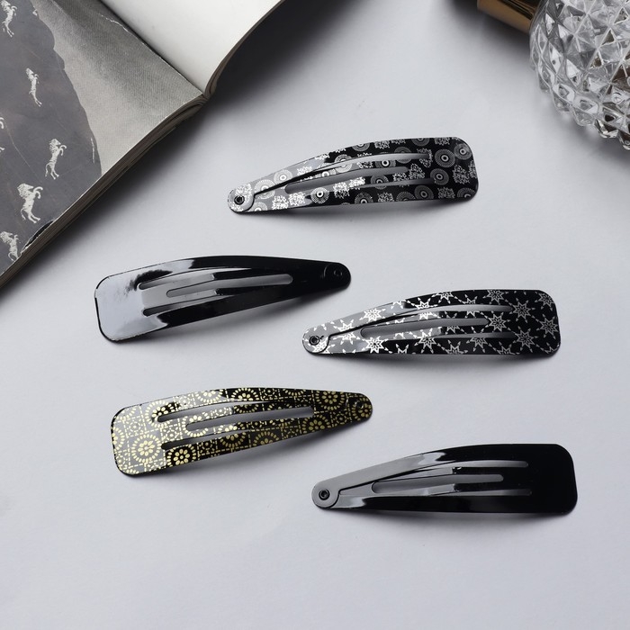 Невидимка для волос  Невидимка для волос "Лира" (набор 10 шт) космос, 6,5 см, чёрно-белый