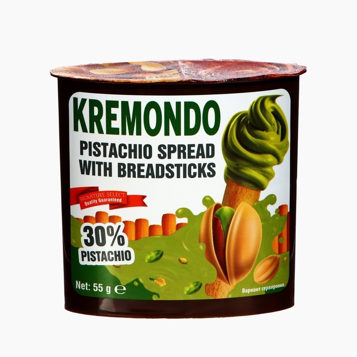 Набор из пасты фисташковой и хлебных палочек Kremondo, 55 г Набор из пасты фисташковой и хлебных палочек Kremondo, 55 г