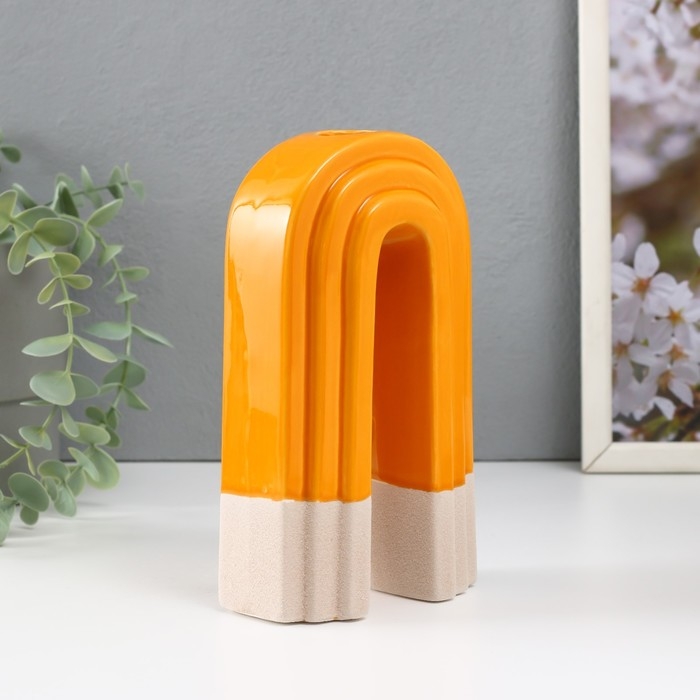 Подсвечник керамика на 1 свечу  Подсвечник керамика на 1 свечу "Скара" песочно-оранжевый 10,3х6,2х18 см