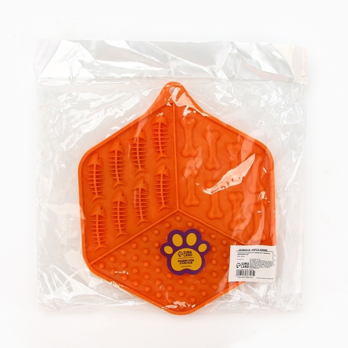 Лизательный коврик - миска для медленного кормления, оранжевый, 18,5 см х 16 см Лизательный коврик - миска для медленного кормления, оранжевый, 18,5 см х 16 см