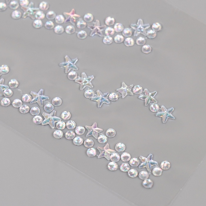 Наклейка пластик стразы "Чокер из звёзд" серебро 11,6х18 см