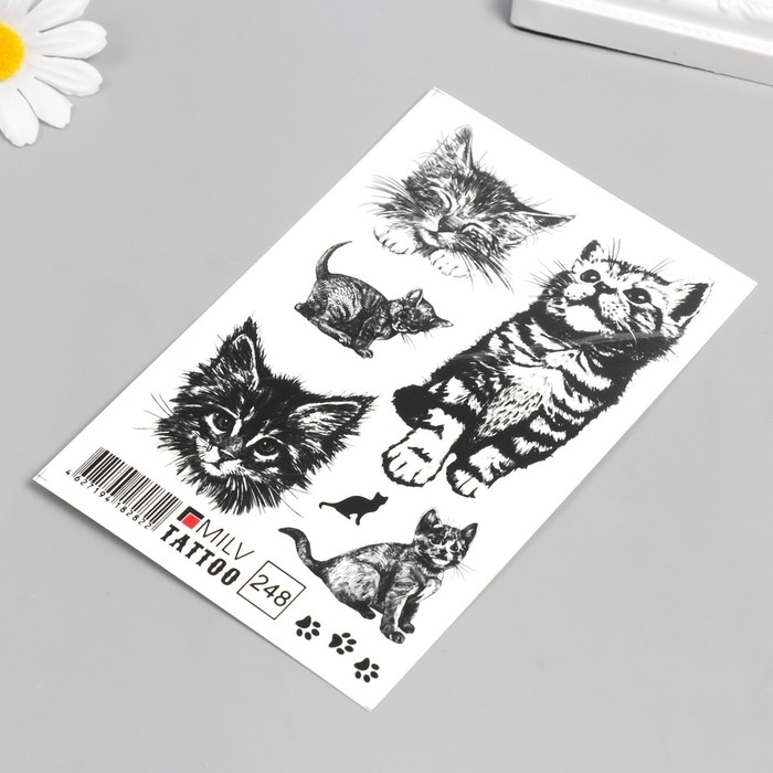 Татуировка на тело Татуировка на тело "Котята ч/б" 10х15 см